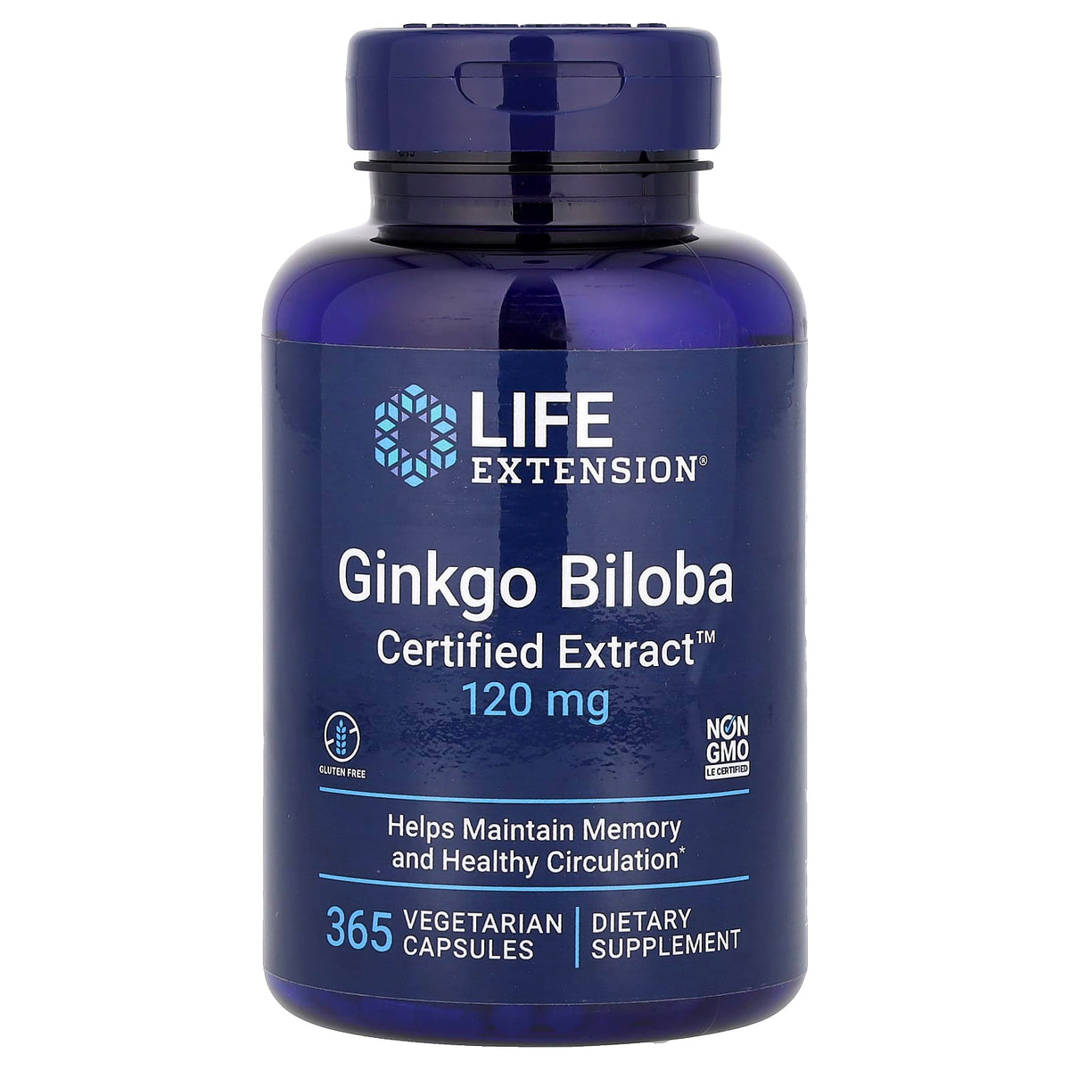 Ginkgo Biloba, Certified Extract, 120 mg, Life Extension, 365 capsule