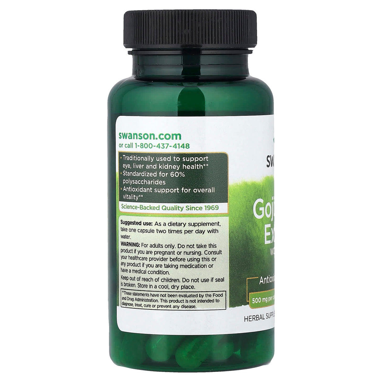 Goji Berry Extract, (Wolfberry) 500 mg, Swanson, 60 Capsule SWH149