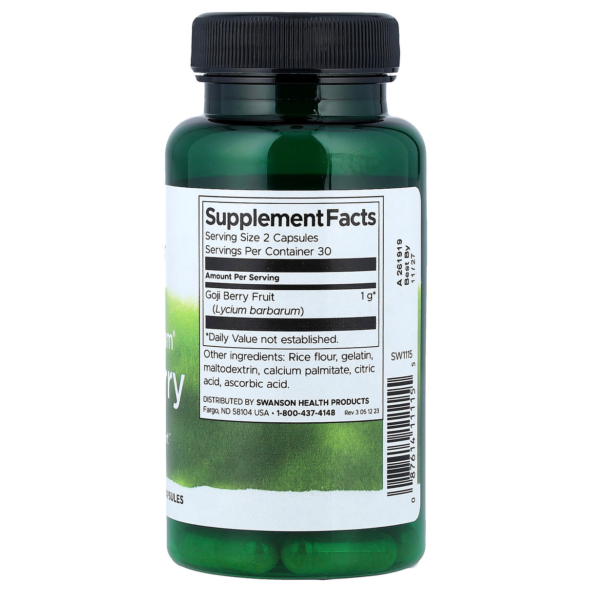 Goji Berry (Fructe de Goji) 500 mg, Swanson, 60 capsule SW1115