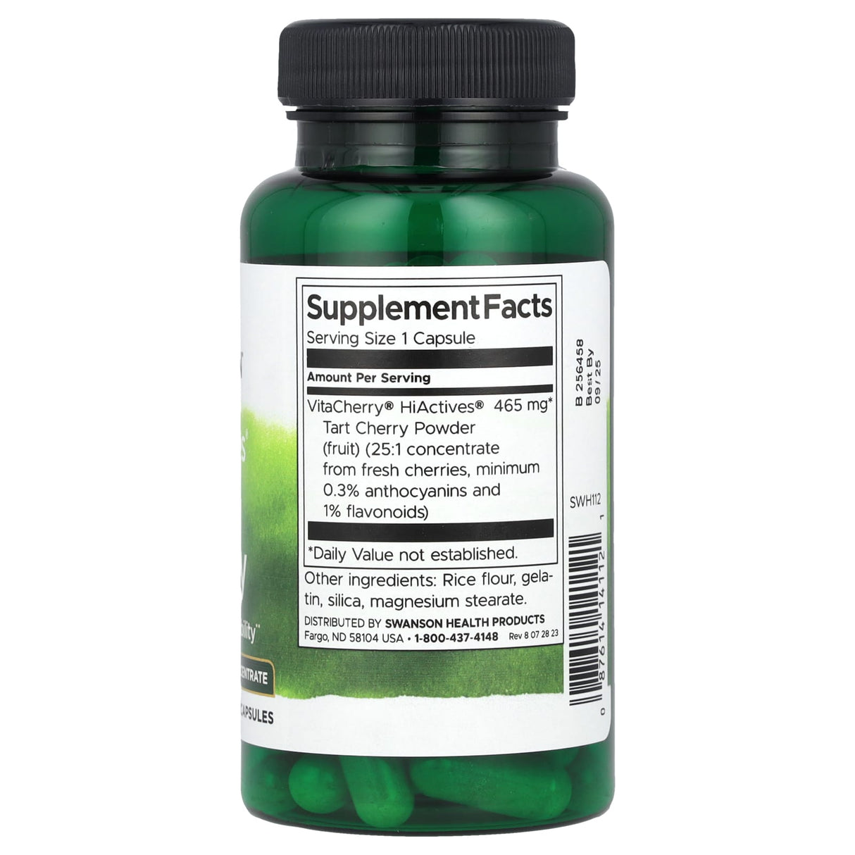HiActives Tart Cherry 20:1, 465 mg, Swanson, 60 capsule SWH112