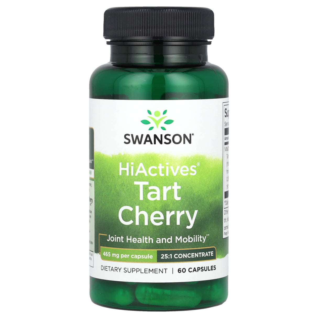 HiActives Tart Cherry 20:1, 465 mg, Swanson, 60 capsule SWH112