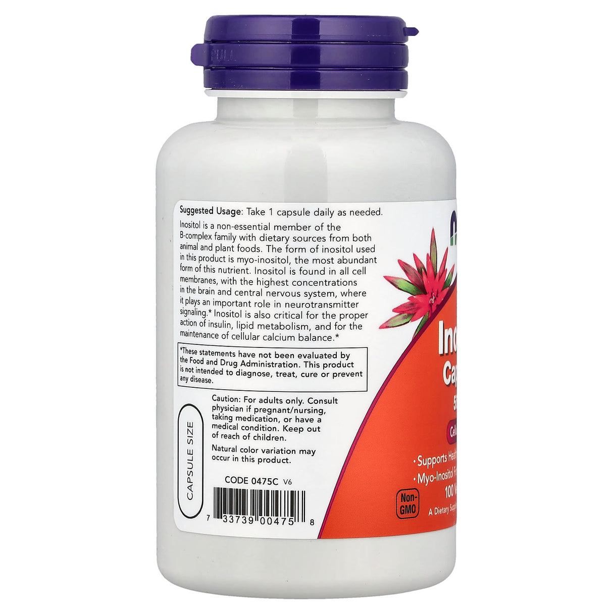 Inositol 500mg, Now Foods, 100 capsule