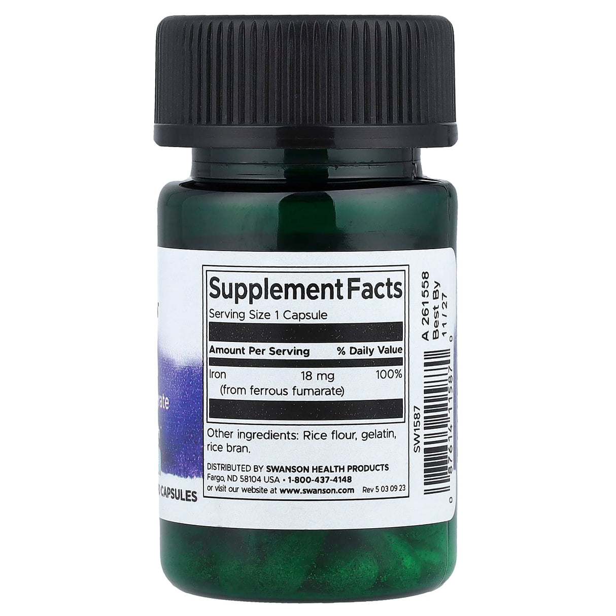 Iron (Ferrous Fumarate) Fumaratul de Fier 18 mg, Swanson, 60 capsule SW1587