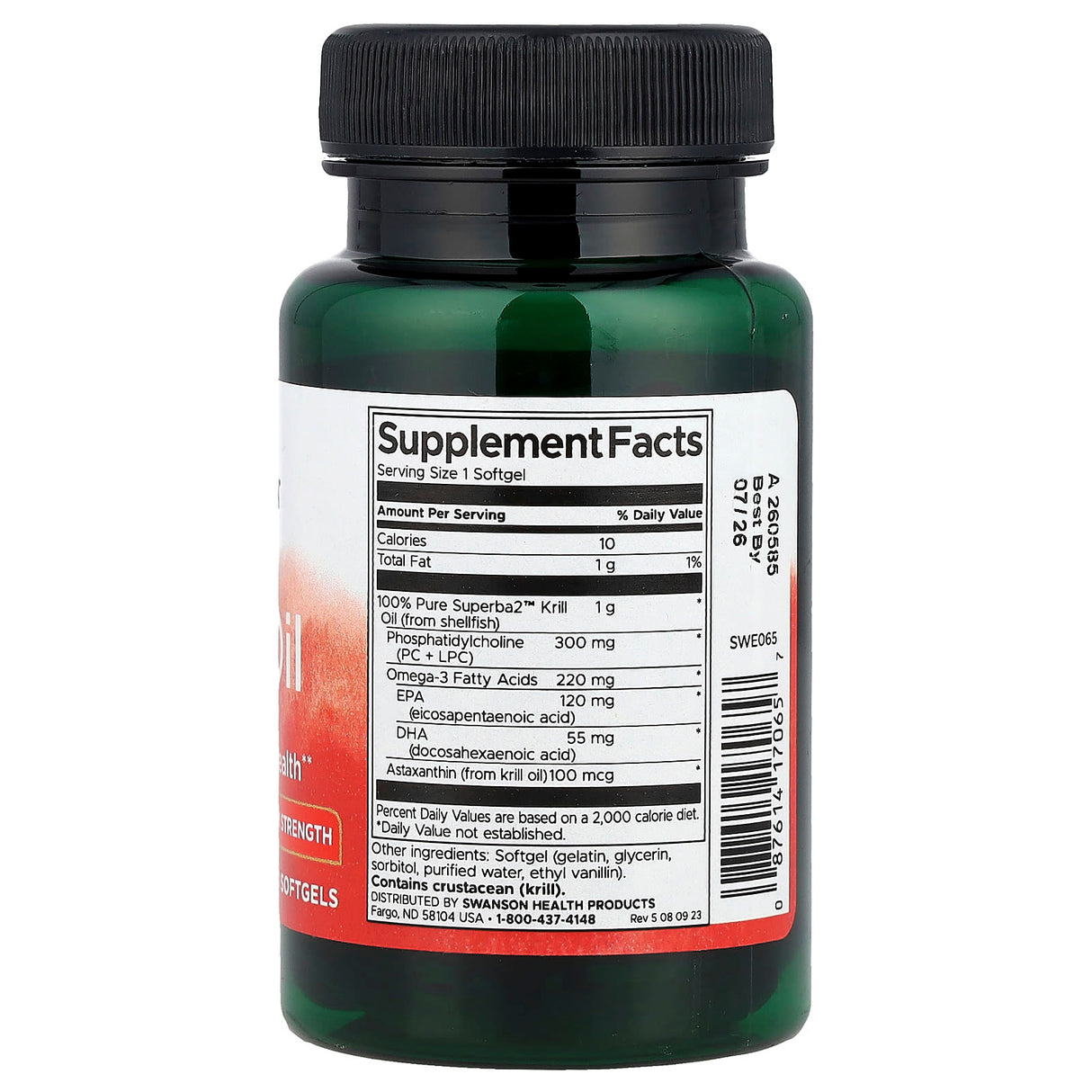 Krill Oil, 1000 mg, Swanson, 30 softgels SWE065