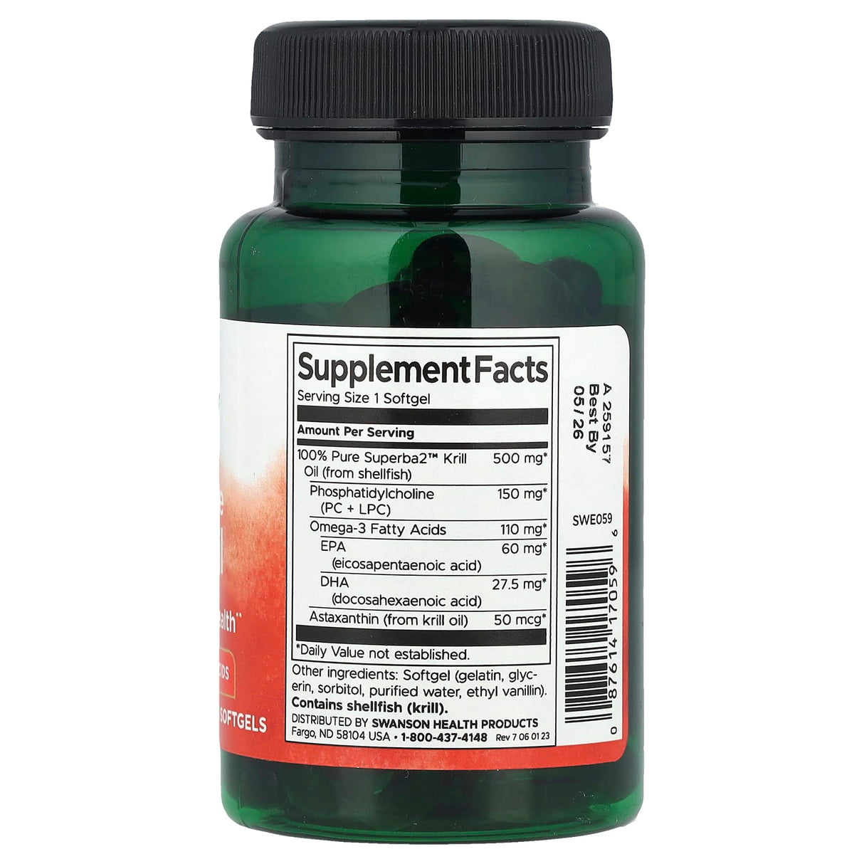 Krill Oil, 500 mg, Swanson, 60 softgels SWE059