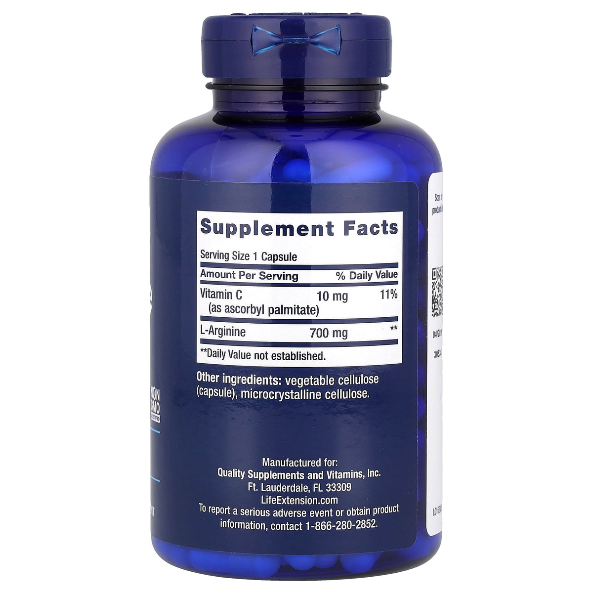 L-Arginine Caps, 700 mg, Life Extension, 200 capsule