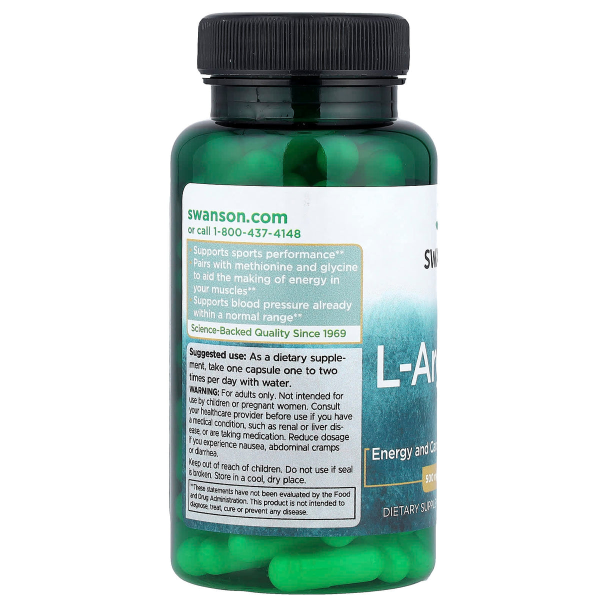 L-Arginine, 500 mg, Swanson, 100 capsule SW852