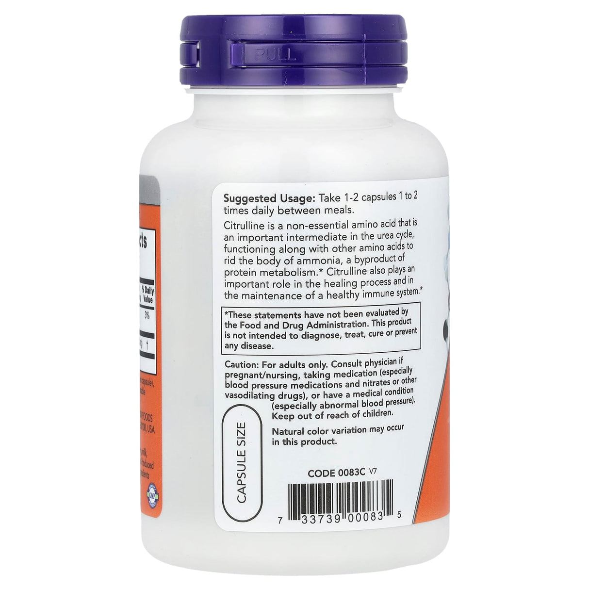 L-Citrulline, 750mg, Now Foods, 90 capsule
