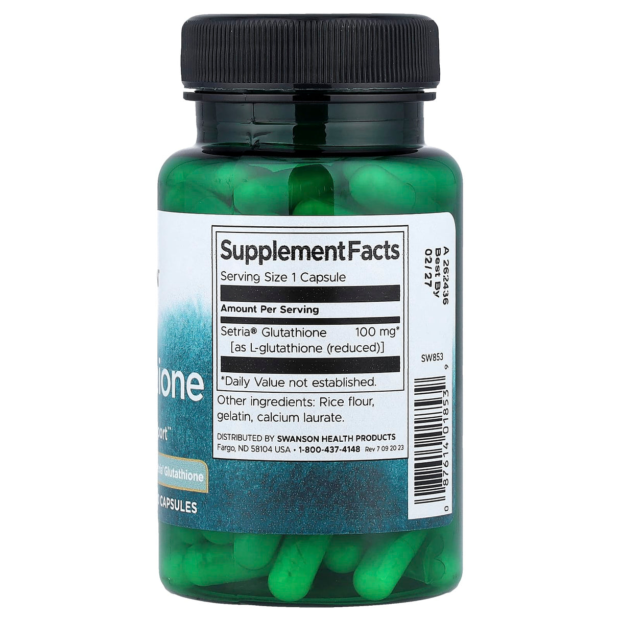 L-Glutathione, Setria Glutathione, 100mg, Swanson, 100 capsule SW853