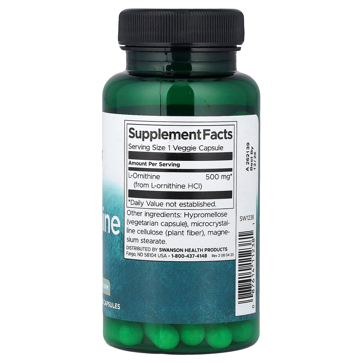 L-Ornithine, 500mg, Swanson, 60 capsule SW1238