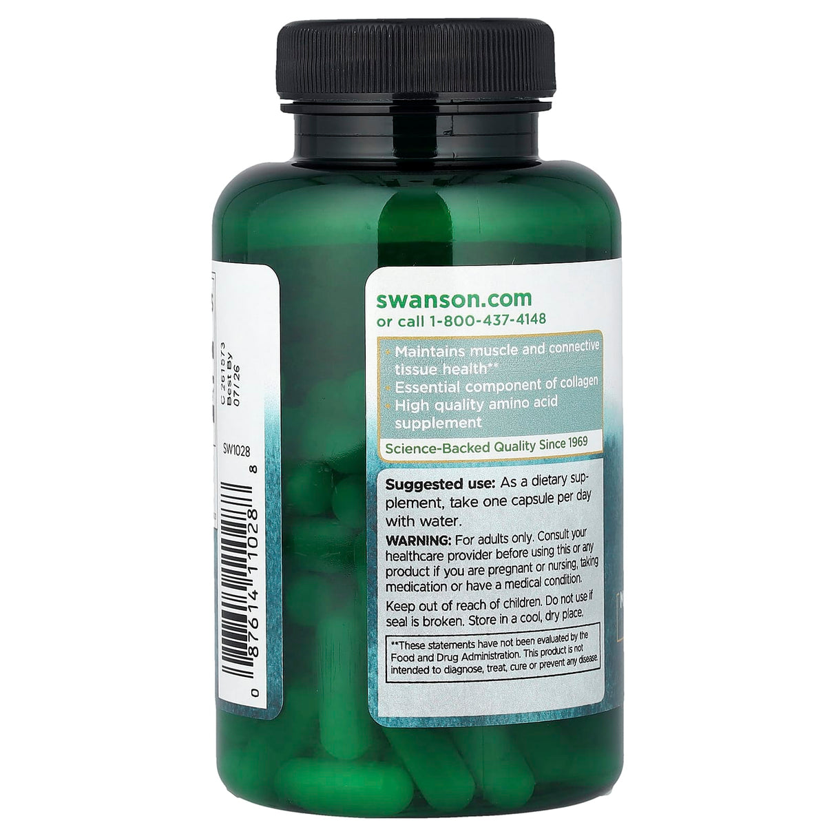 L-Proline (Prolina), 500 mg, Swanson, 100 capsule SW1028