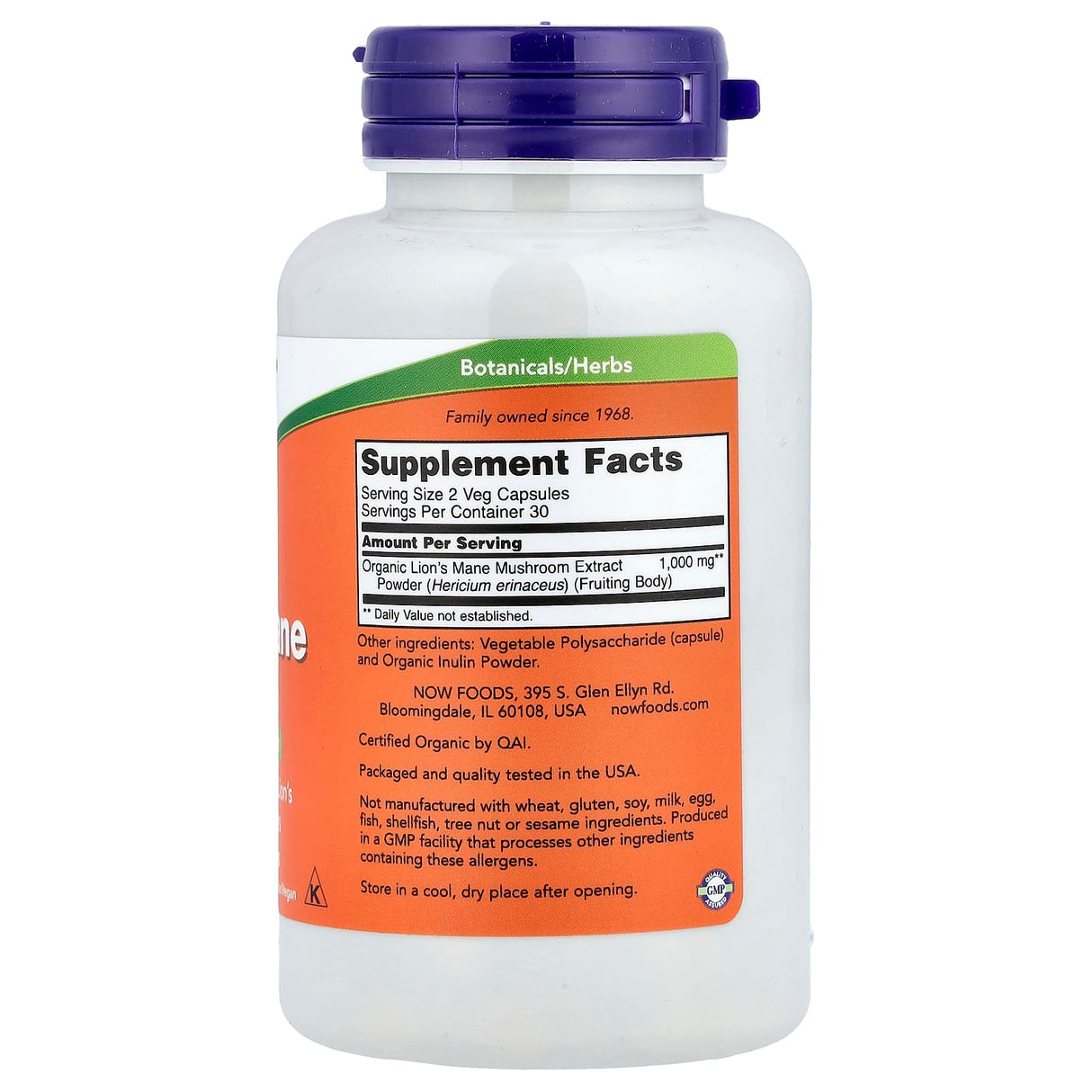 Lion's Mane (Ciuperca Coama Leului), 500 mg, NOW Foods, 60 capsule