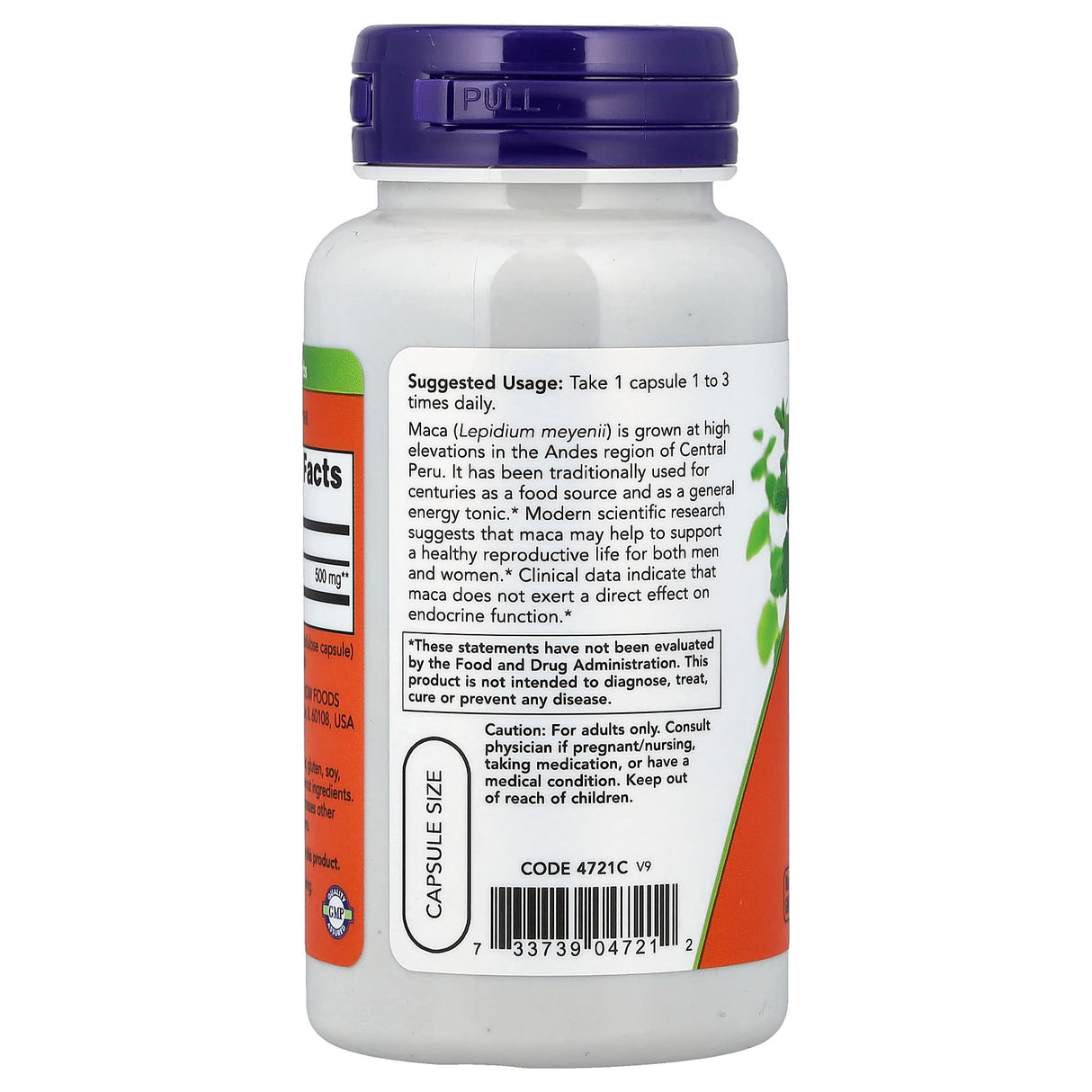 MACA, 500mg, Now Foods, 100 capsule