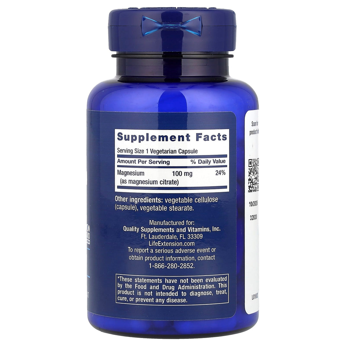 Magnesium Citrate, 100 mg, Life Extension, 100 capsule