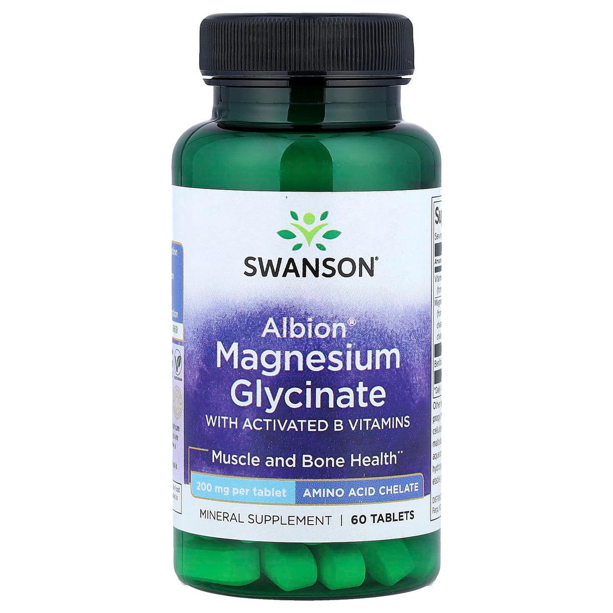 Magnesium Glycinate with Activated B Vitamins, Swanson, 60 tablete SWU718