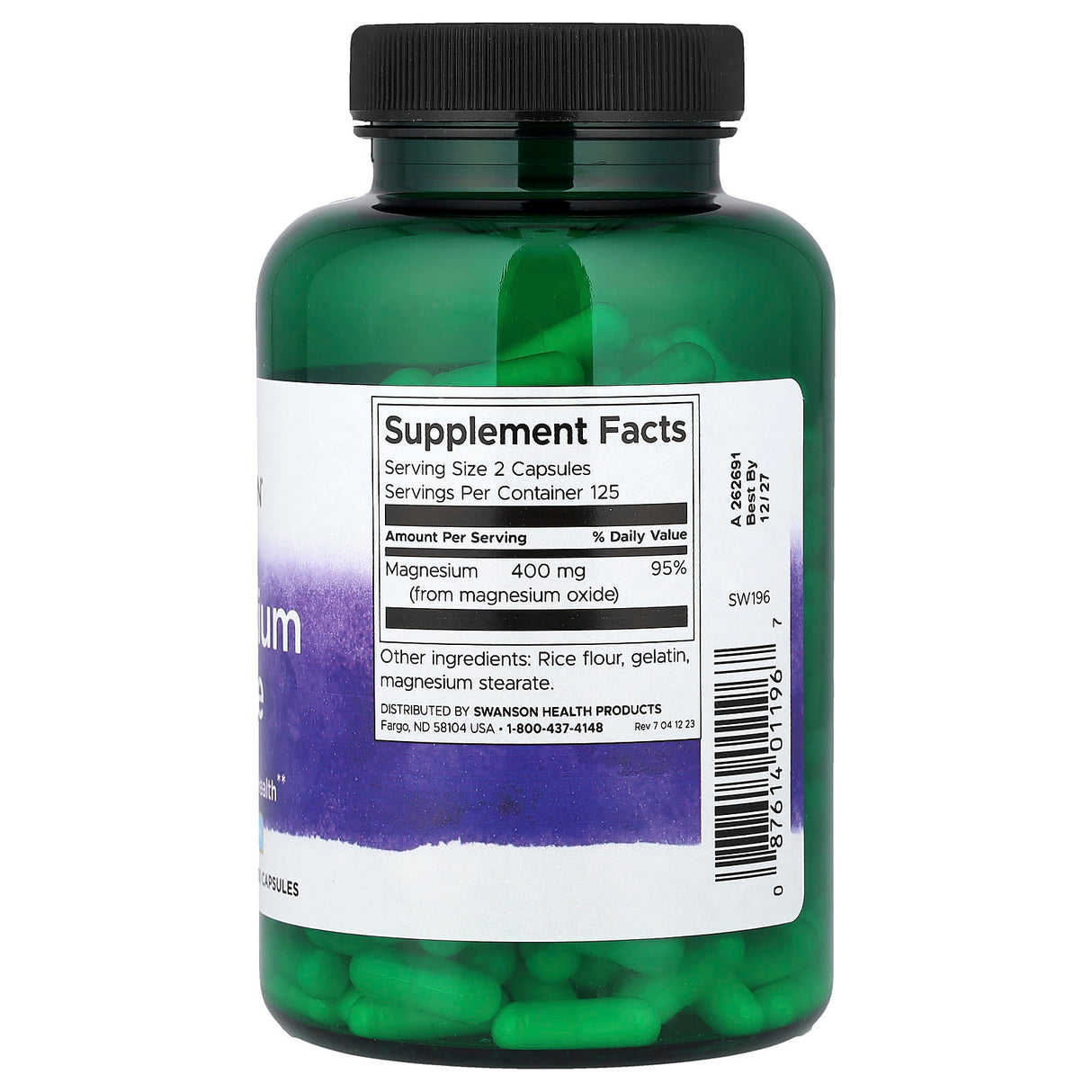 Magnesium Oxide, 200 mg, Swanson, 250 capsule SW196