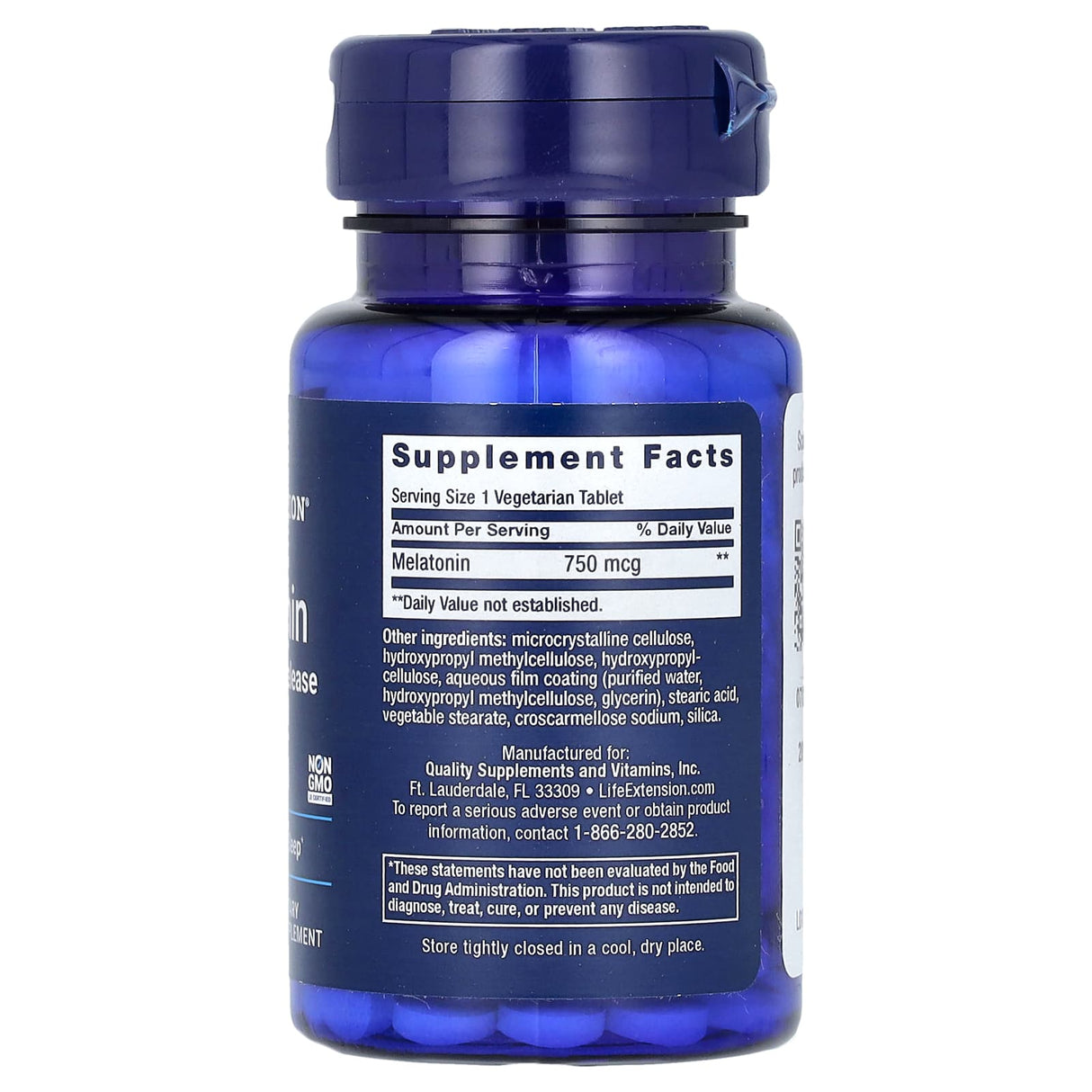 Melatonin, 6 Hour Timed Release, 750 mcg, Life Extension, 60 tablete