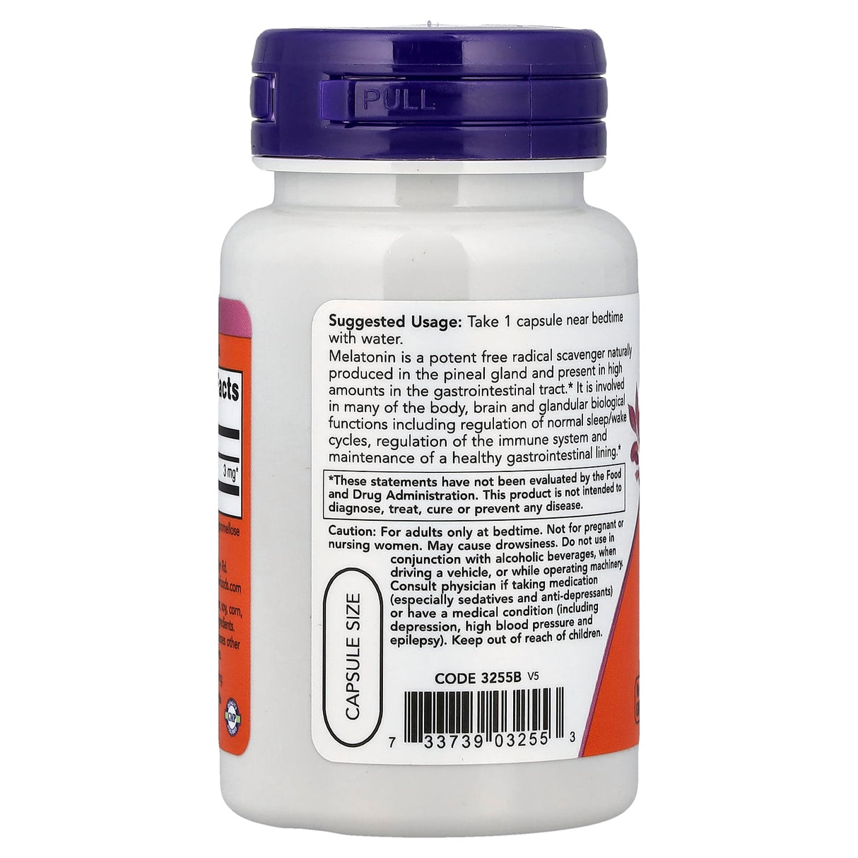 Melatonin (Melatonina) 3 mg, Now Foods, 60 capsule