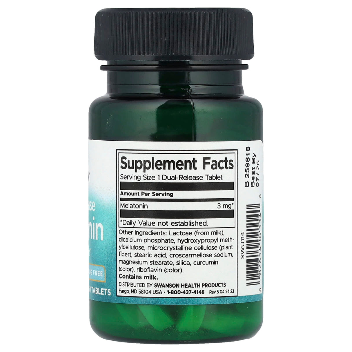 Melatonina Dual-Release, 3 mg, Swanson, 60 tablete SWU114