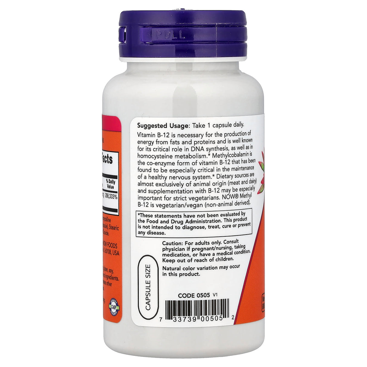 Methyl B-12 (Vitamina B12), 5000mcg, Now Foods, 90 capsule