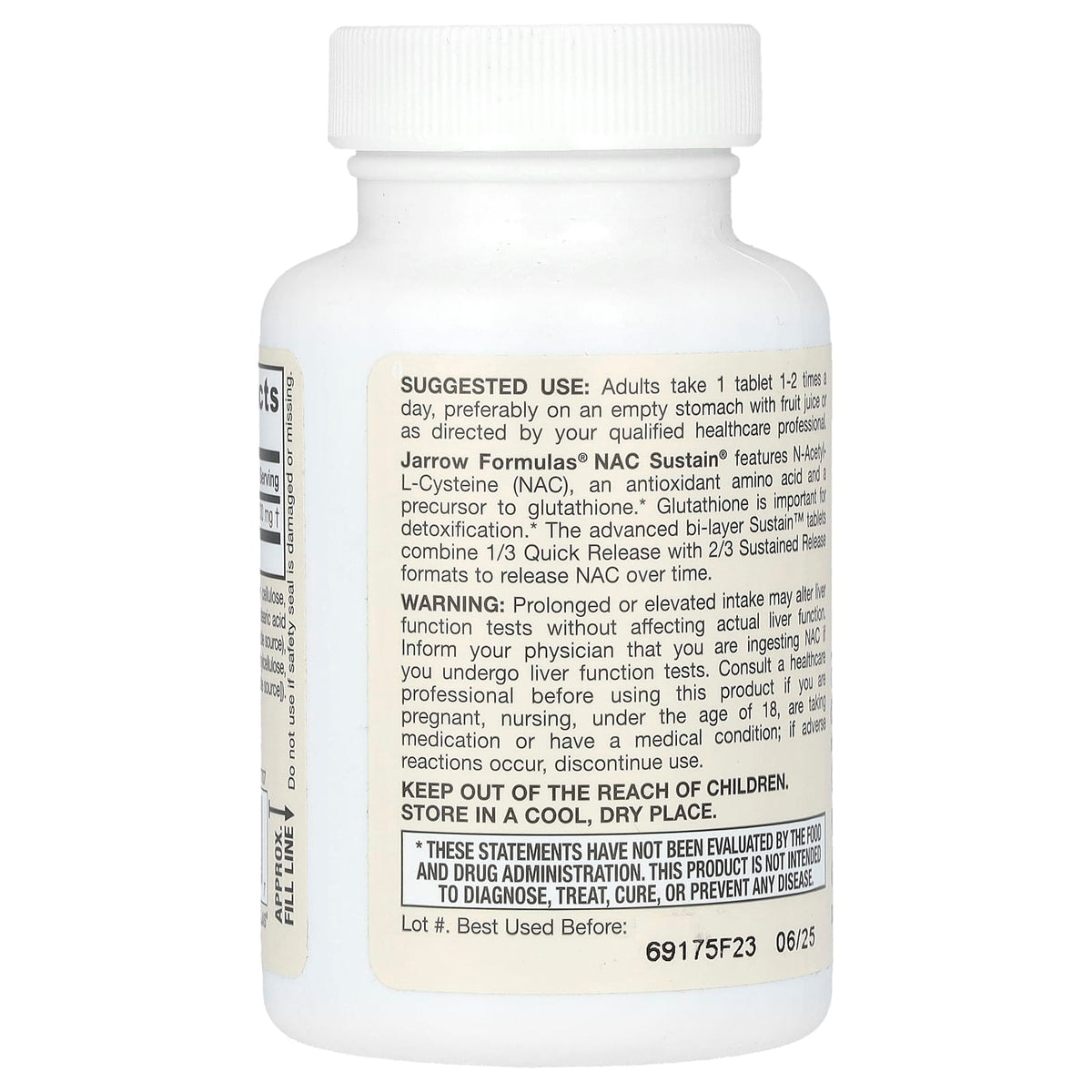 N-A-C Sustain (N-Acetil Cisteină), 600 Mg, Jarrow Formulas, 60 tablete