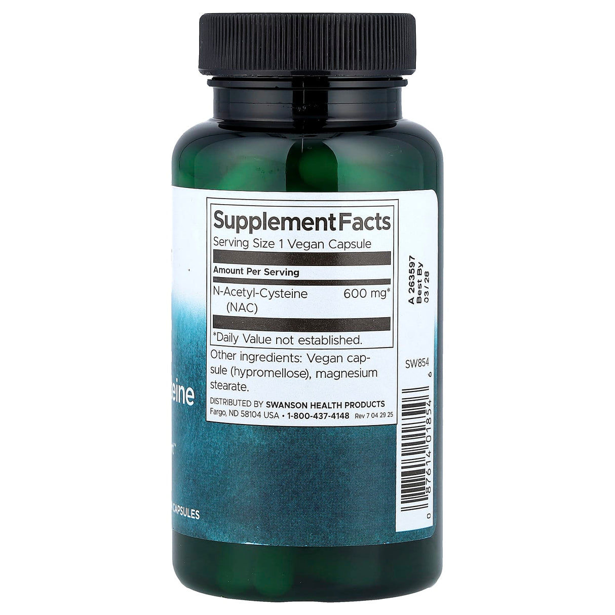 N-Acetyl Cysteine (NAC), 600mg, Swanson, 100 capsule SW854