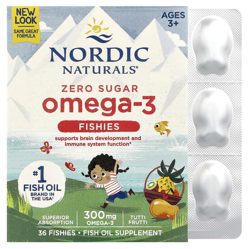Nordic Omega-3 Fishies, Copii, 300mg, Nordic Naturals, 36 jeleuri
