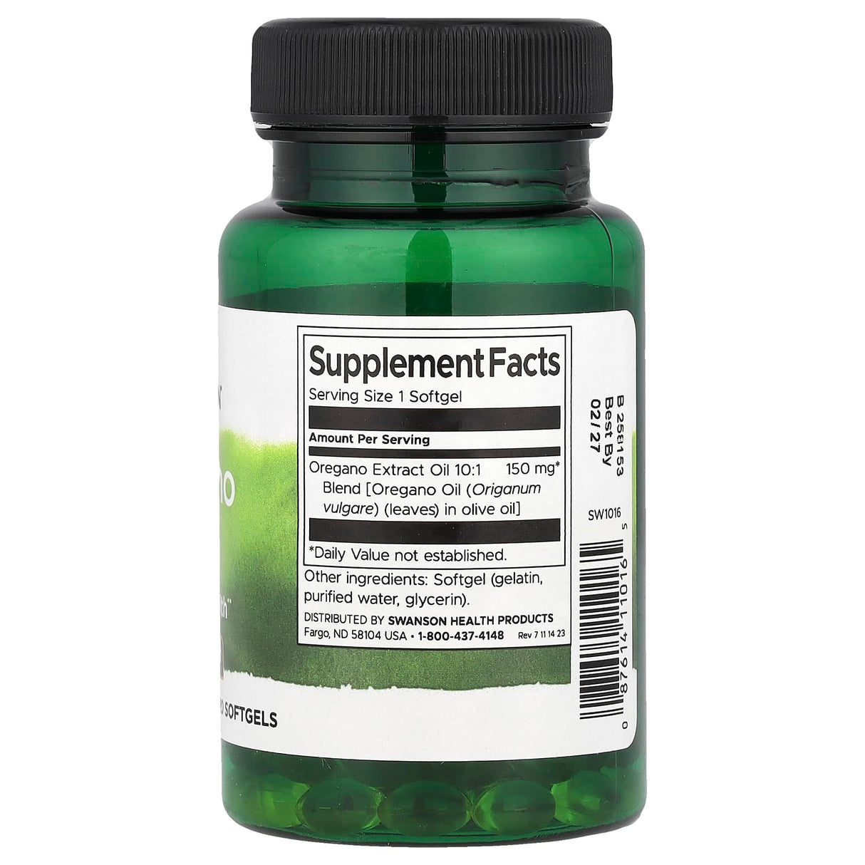 Oregano Oil 10:1 Extract, 150mg, Swanson, 120 softgels SW1016