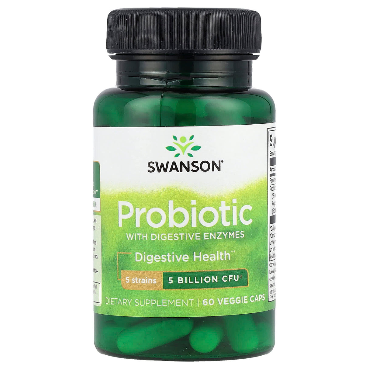 Probiotic With Digestive Enzymes, 5 Billion CFU, Swanson, 60 capsule SWA037