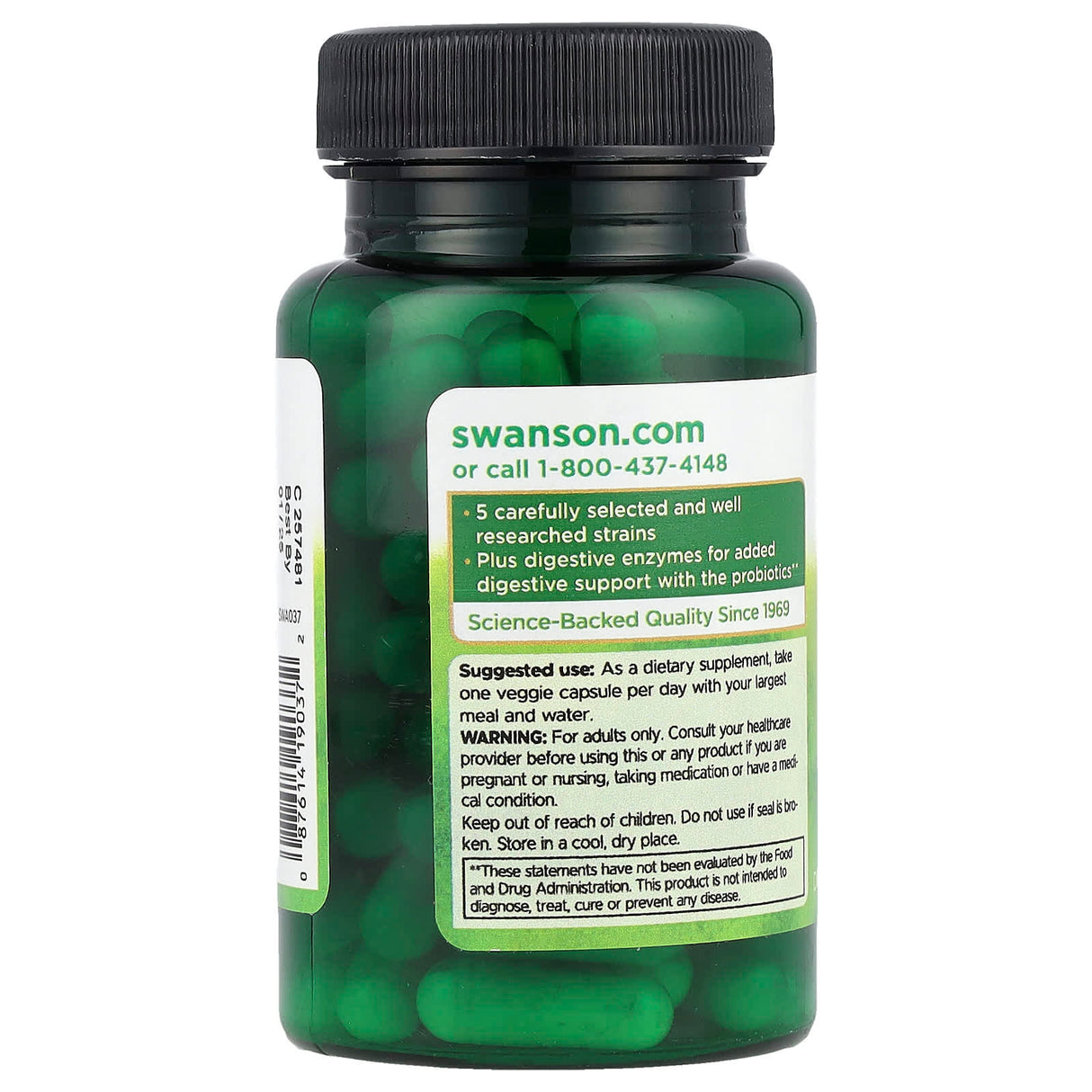 Probiotic With Digestive Enzymes, 5 Billion CFU, Swanson, 60 capsule SWA037