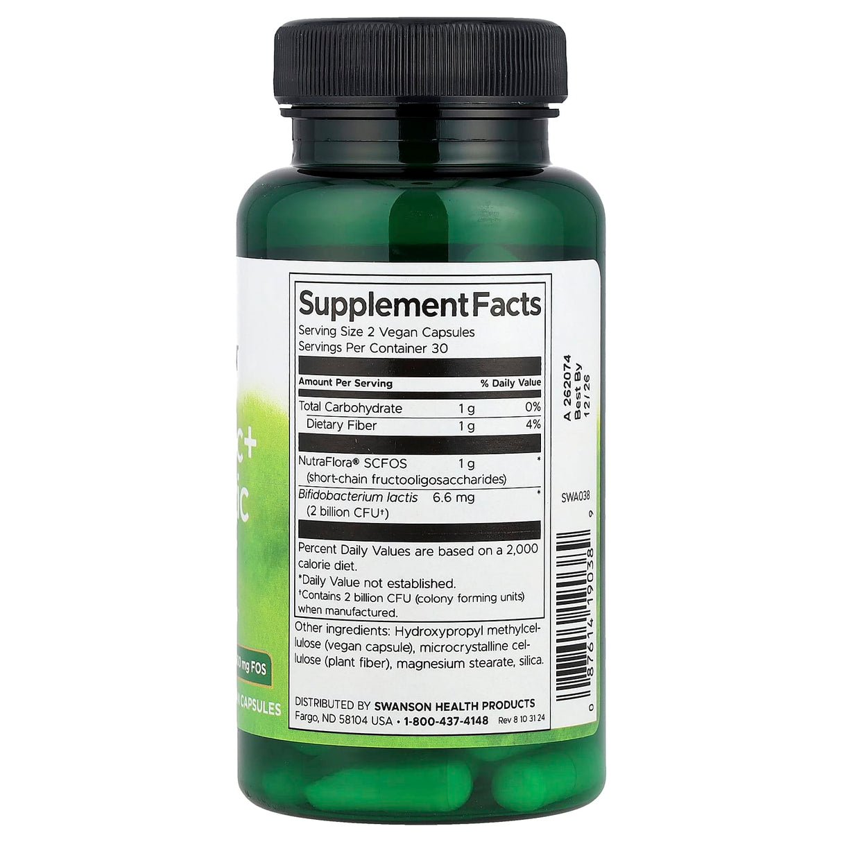 Probiotic + Prebiotic Fiber, 500 Million CFU, Swanson, 60 capsule SWA038