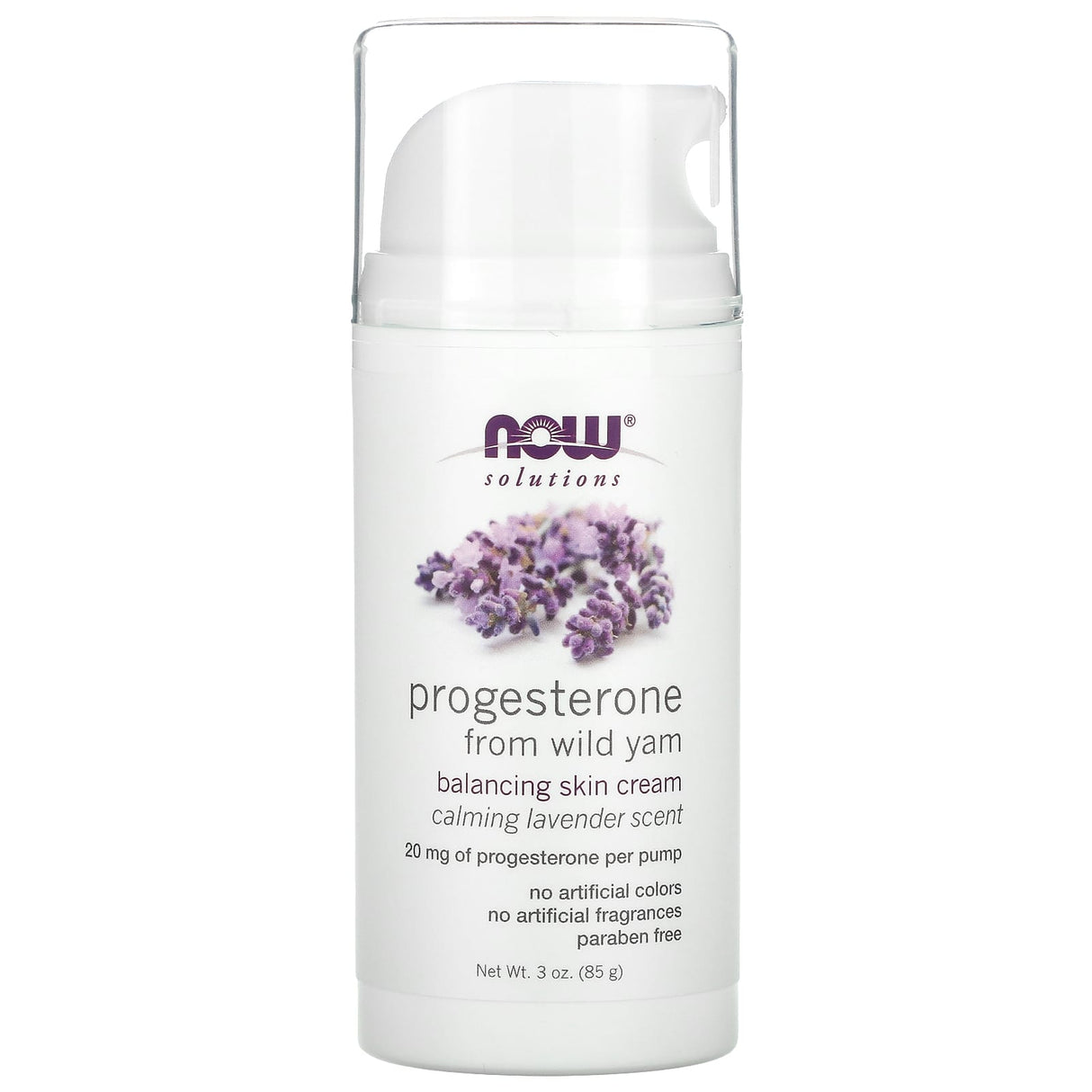 Progesterone from Wild Yam, Balancing Skin Cream, NOW Foods, Calming Lavender, 85 g