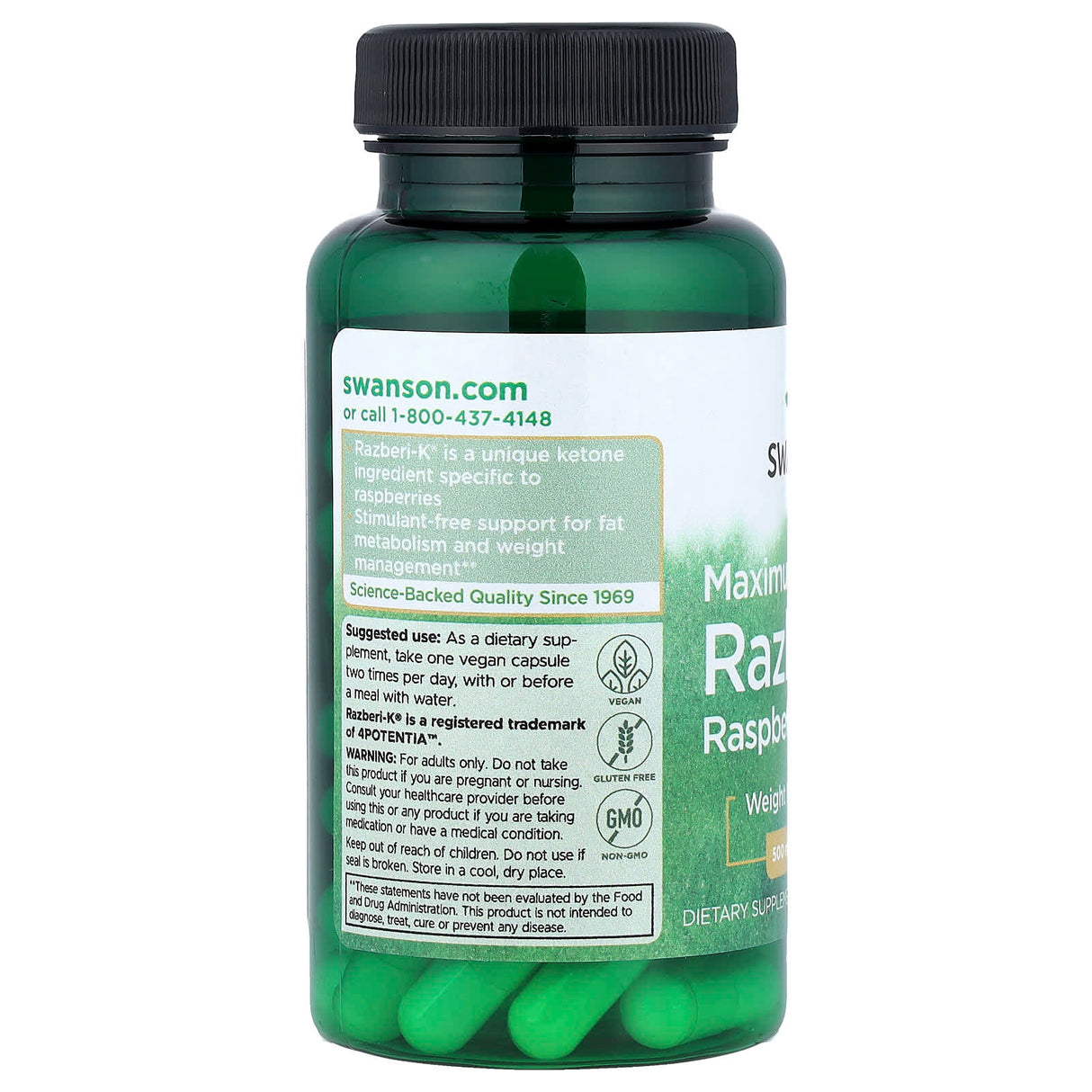 Razberi-K (Cetonă de Zmeura), 500 mg, Swanson, 60 capsule SWD078