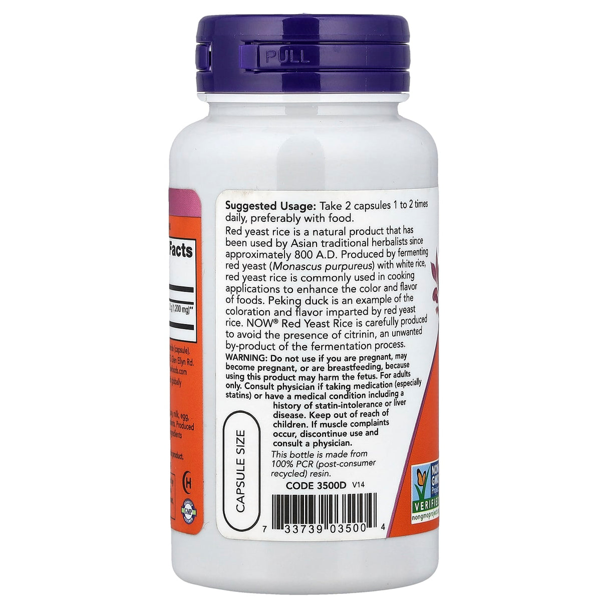 Red Yeast Rice (Drojdie de Orez Rosu), 600 mg, Now Foods, 60 capsule
