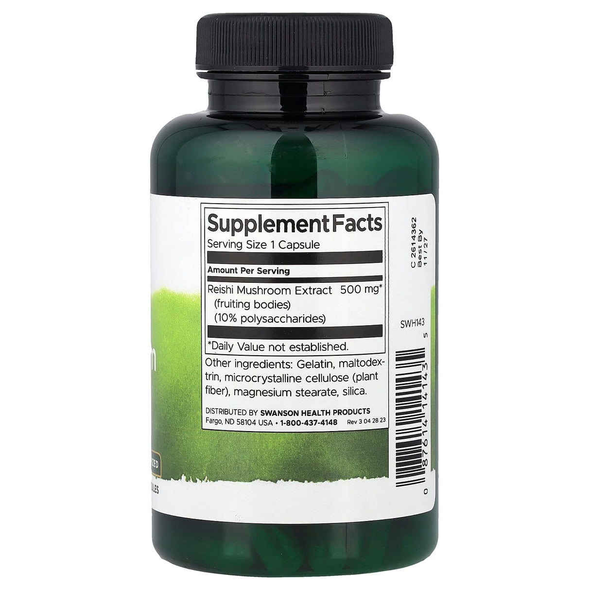Reishi Mushroom Extract (Ganoderma Lucidum), 500mg, Swanson, 90 capsule SWH143
