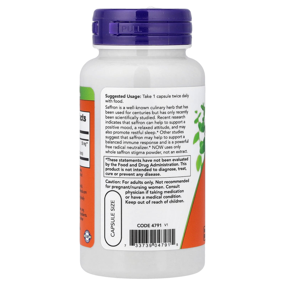 Saffron (Sofran), 50 mg, Now Foods, 60 capsule