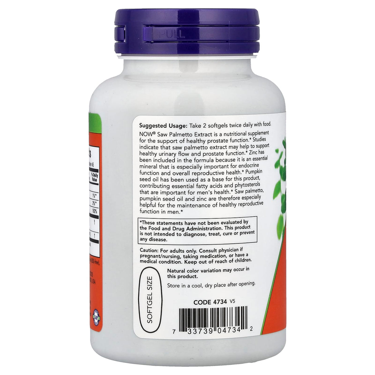 Saw Palmetto Extract cu Ulei de Semințe de Dovleac si Zinc, Now Foods, 90 softgels