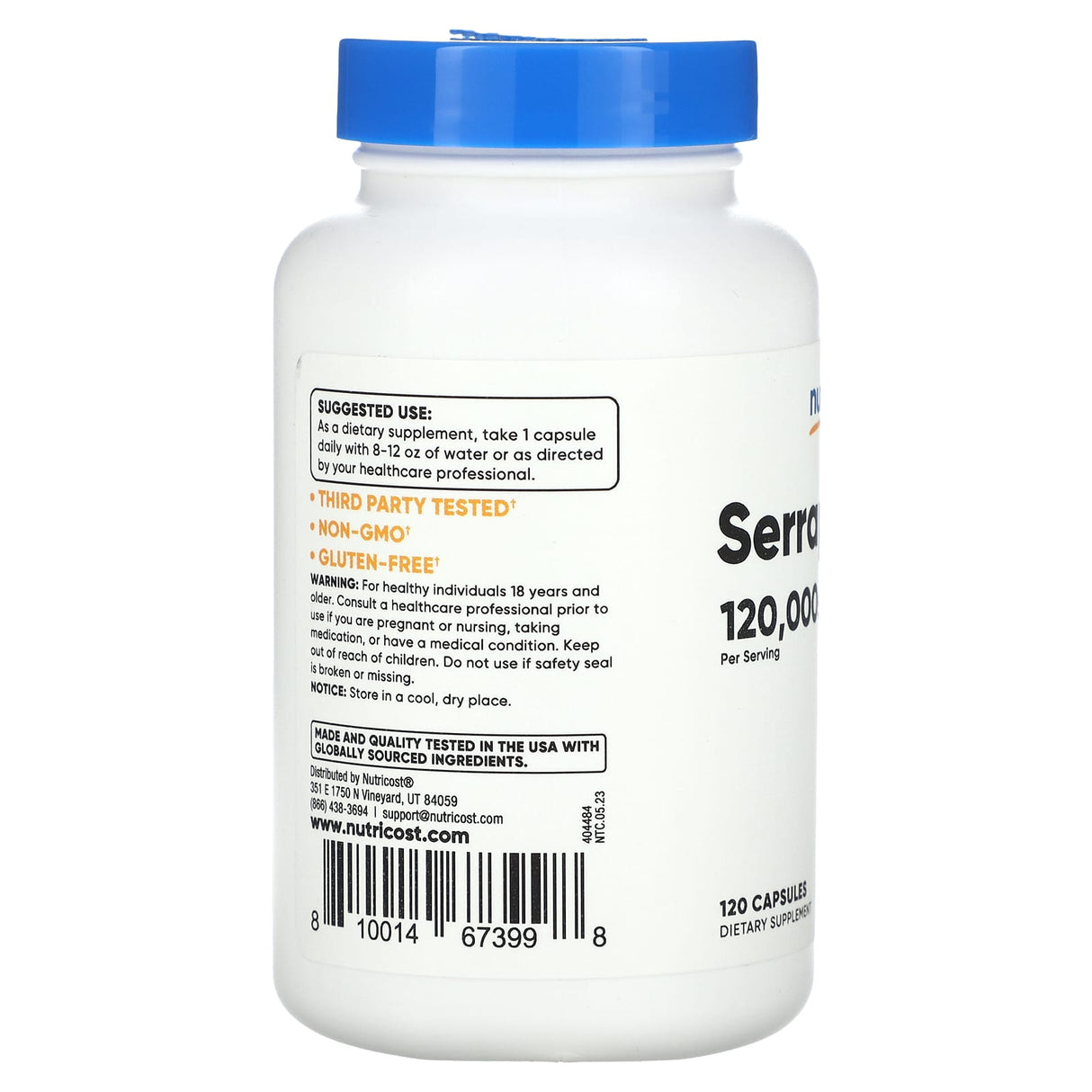 Serrapeptase, 120,000 SPU, Nutricost, 120 Capsule