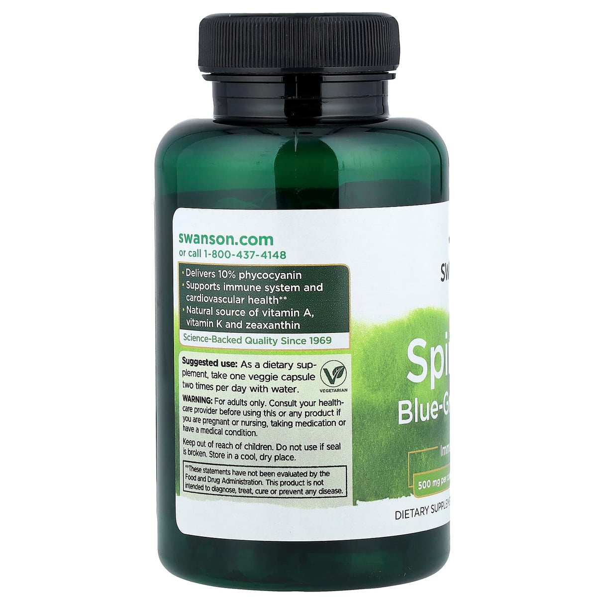 Spirulina Blue-Green Algae, 500 mg, Swanson, 90 capsule SWU948