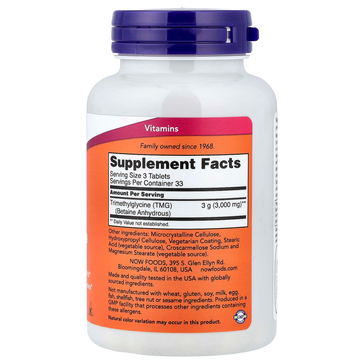 TMG, (Betaina Anhidra) 1000 mg, Now Foods, 100 tablete