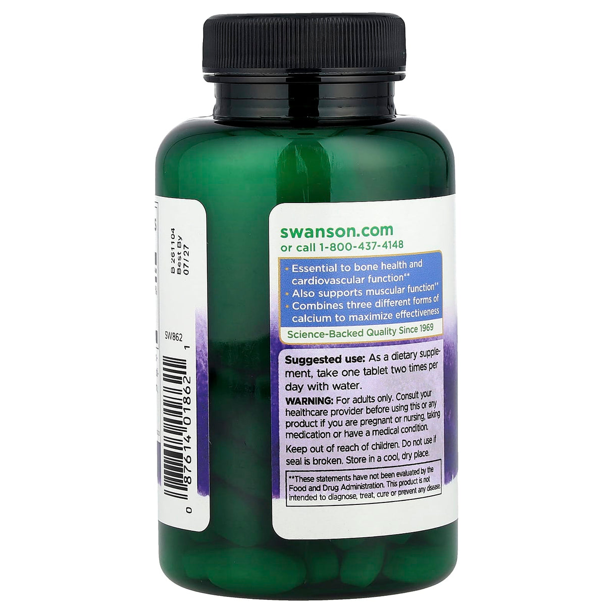 Triple Calcium (Carbonate, Aspartate, Citrate) 500 mg, Swanson, 100 tablete SW862