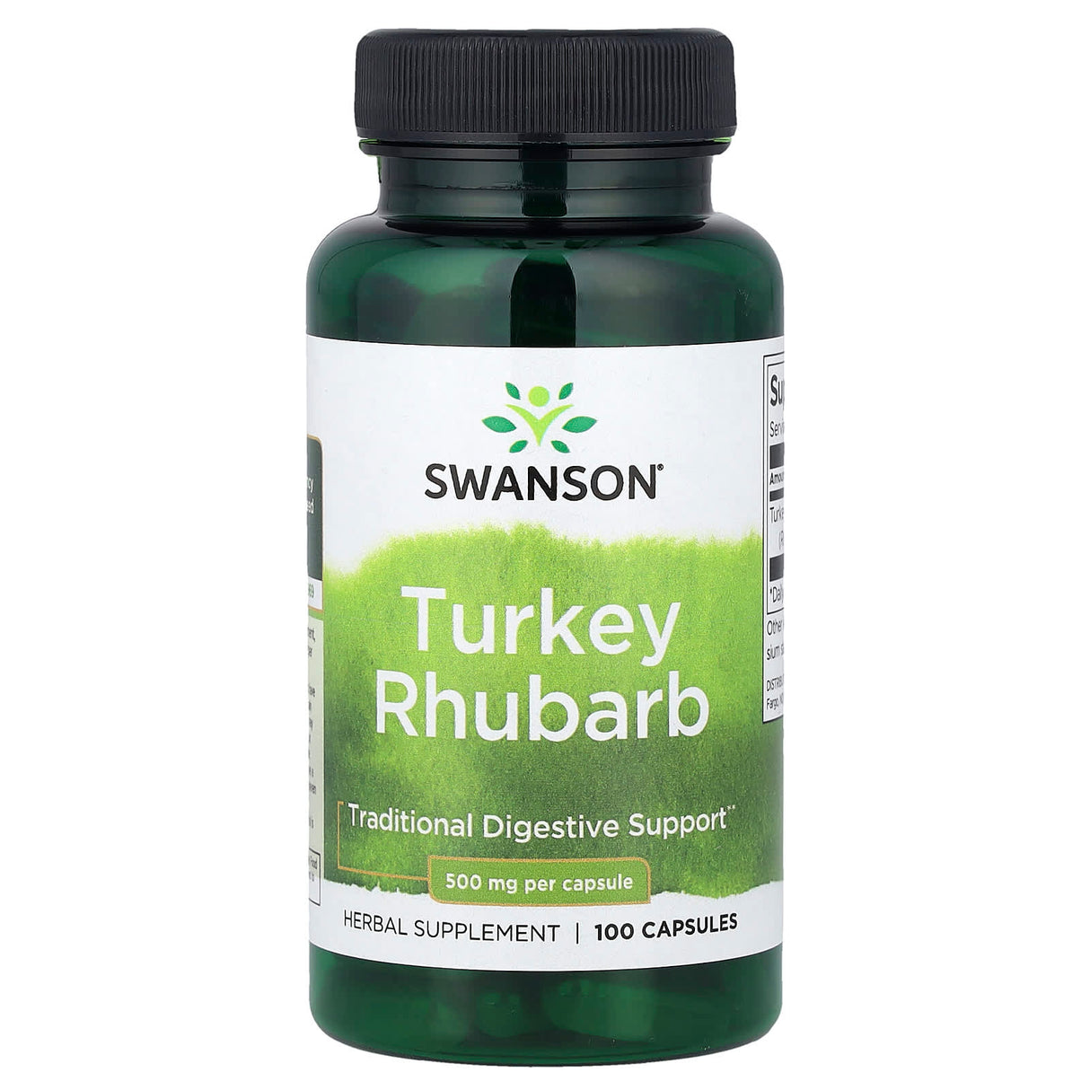 Turkey Rhubarb, (Laxativ Natural) 500 mg, Swanson, 100 capsule SW1040