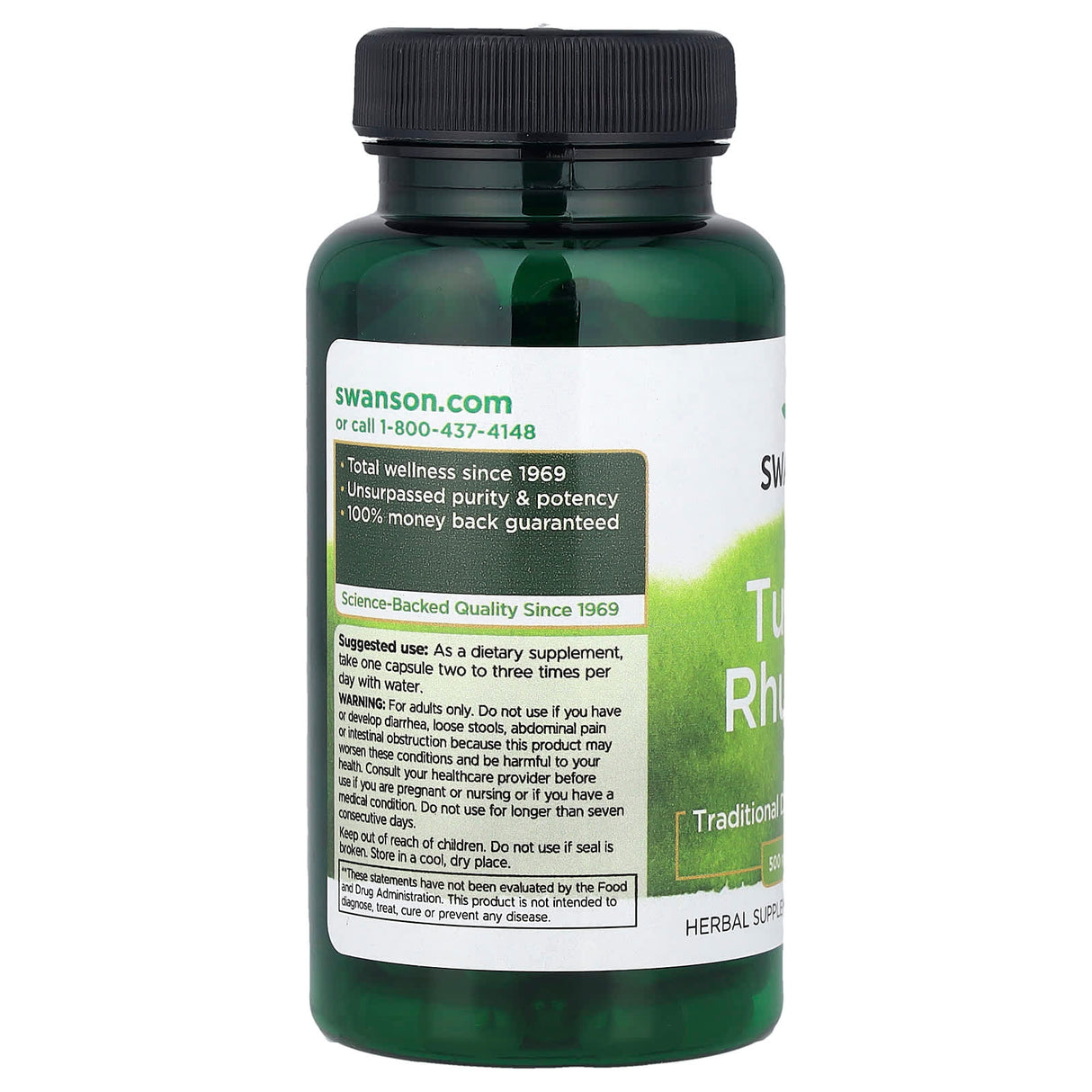 Turkey Rhubarb, (Laxativ Natural) 500 mg, Swanson, 100 capsule SW1040