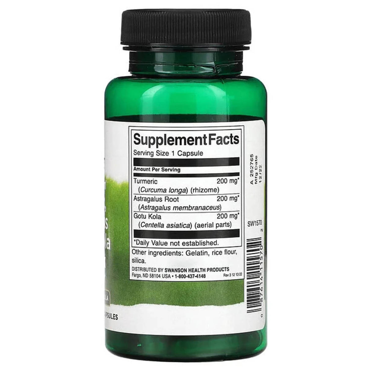 Turmeric, Astragalus & Gotu Kola, Swanson, 60 capsule SW1570
