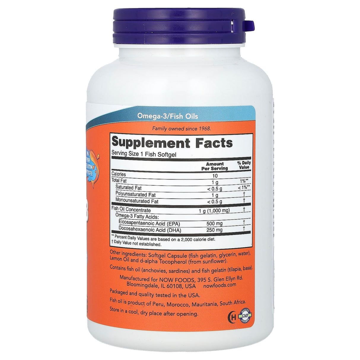 Ultra Omega-3, 500 EPA / 250 DHA, NOW Foods, 180 Fish Softgels