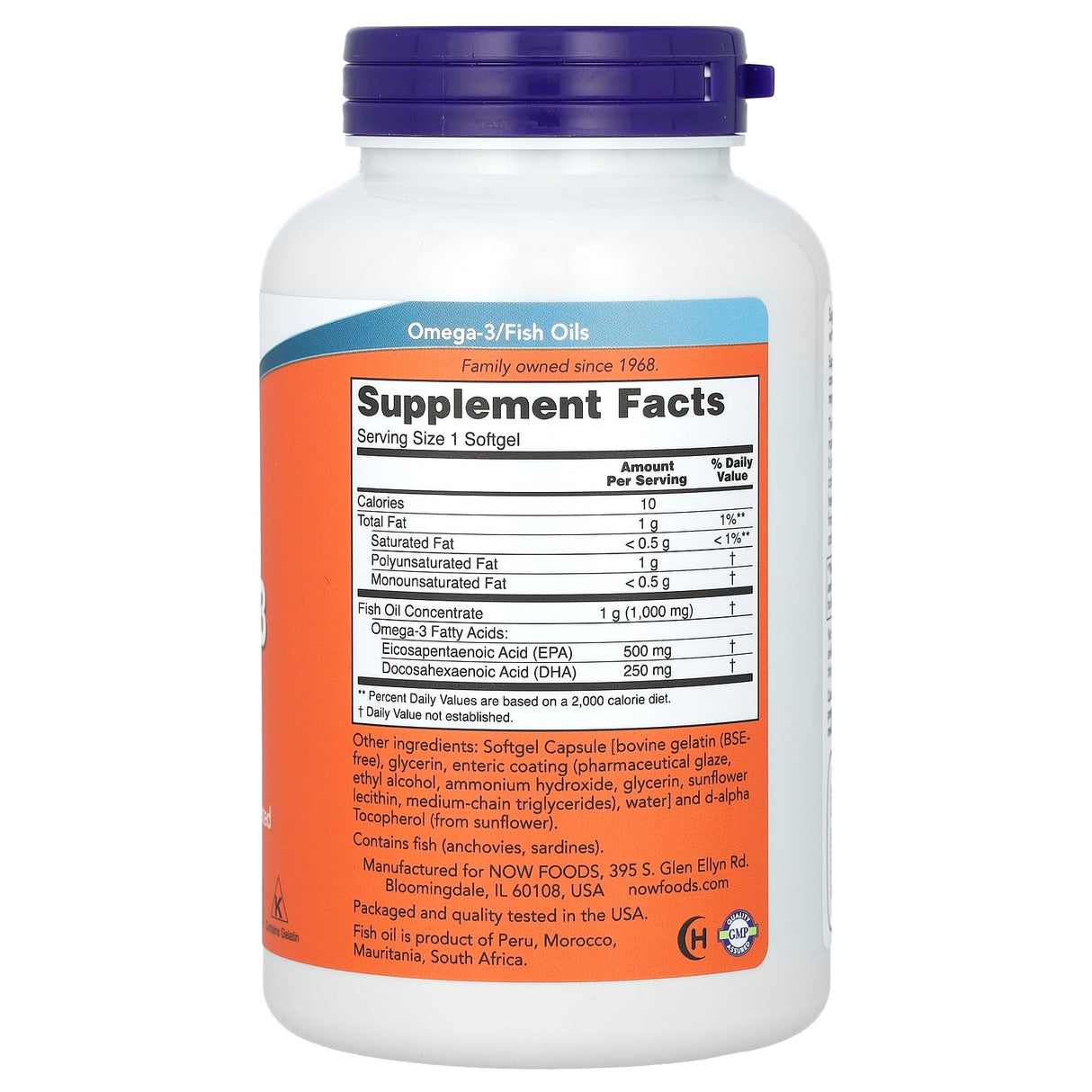 Ultra Omega-3, 500mg EPA / 250mg DHA, Now Foods, 180 softgels