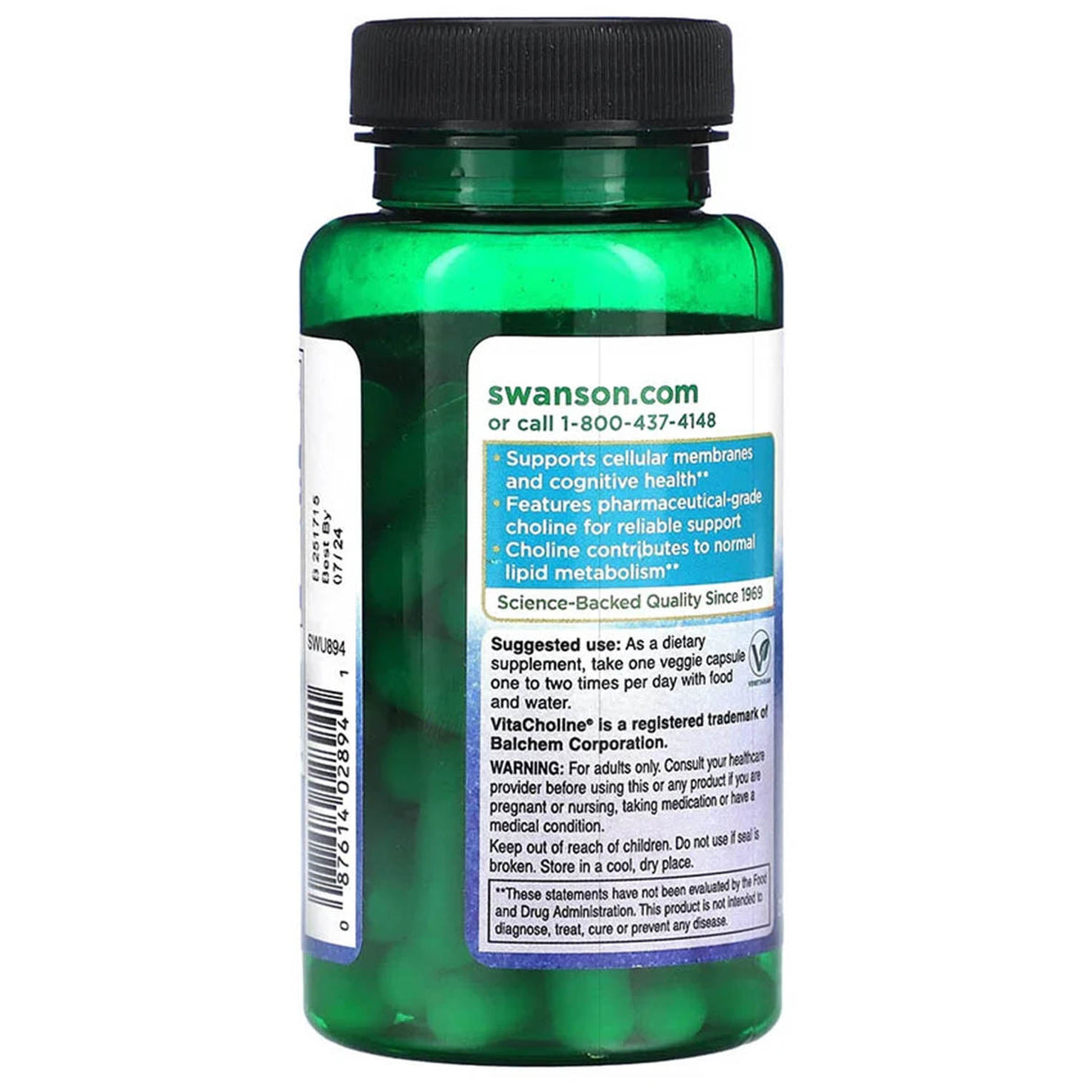 VitaCholine Choline Bitartrate, 300mg, Swanson, 60 capsule SWU894
