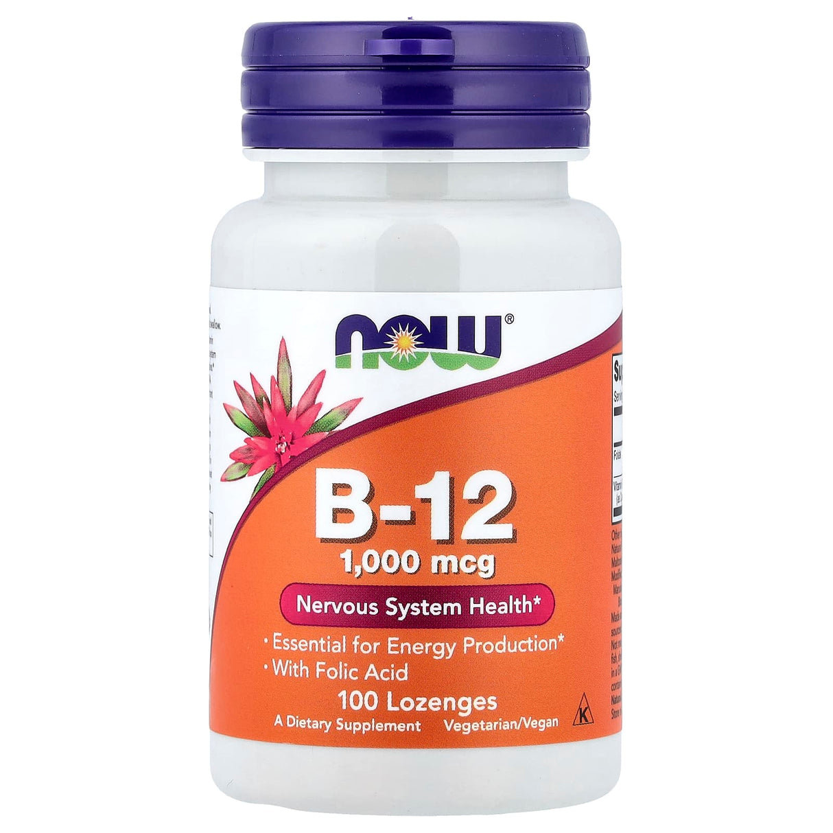 Vitamin B-12 With Folic Acid 1000 mcg, NOW Foods, 100 drajeuri