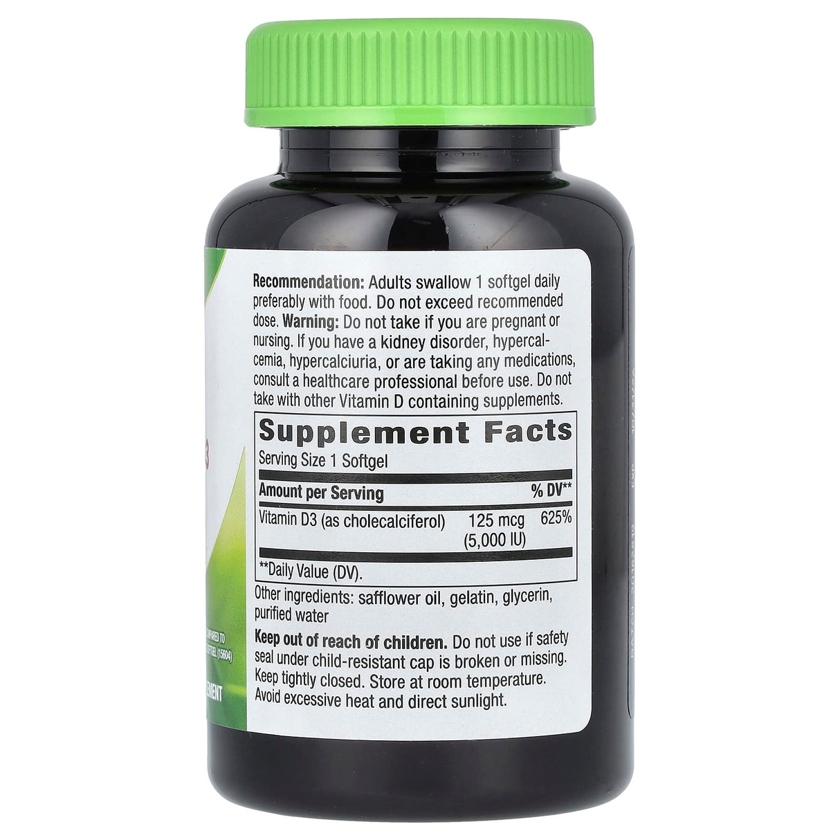 Vitamin D3, 5000 IU, Nature's Way, 240 Softgels