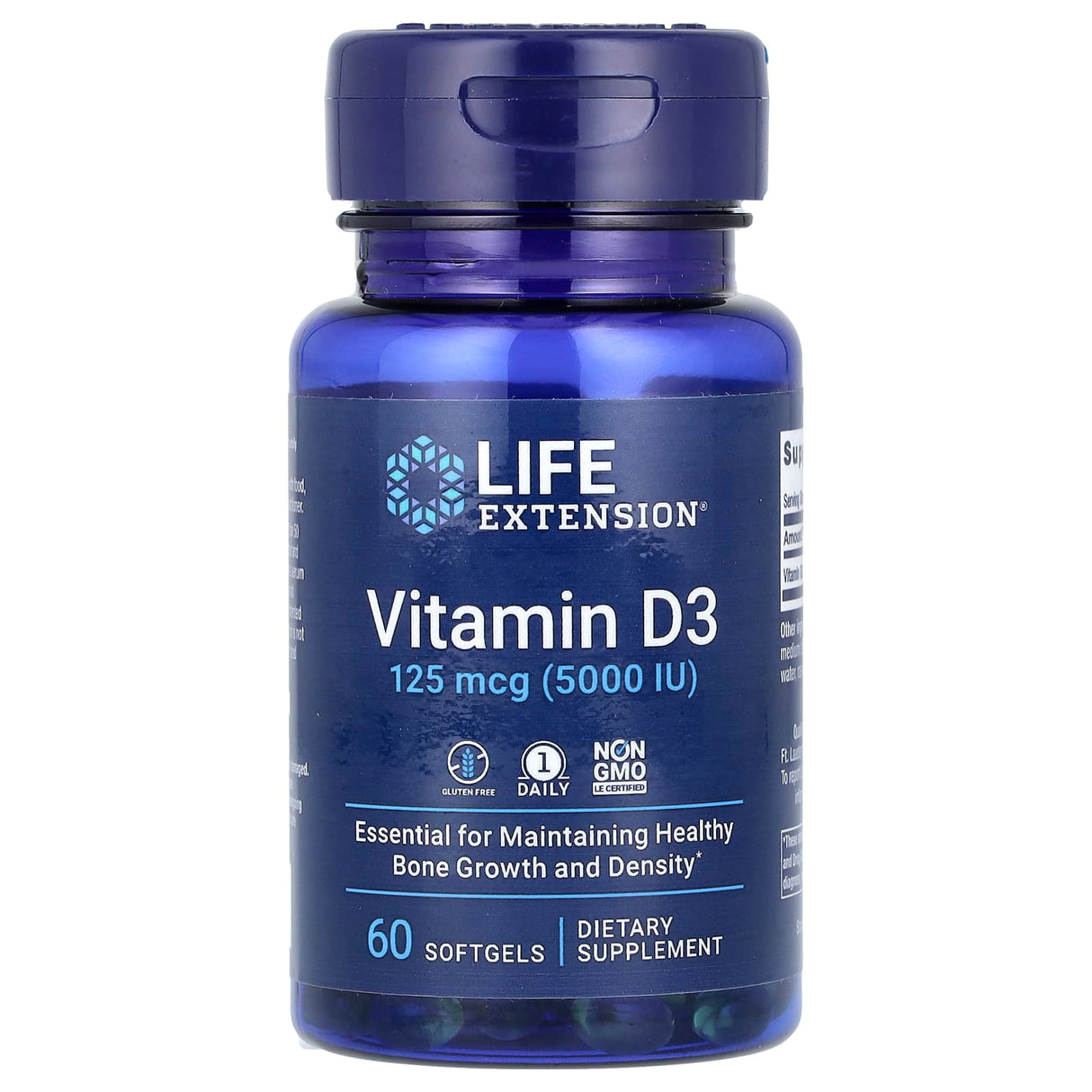 Vitamin D3, 125 mcg (5,000 IU), Life Extension, 60 softgels